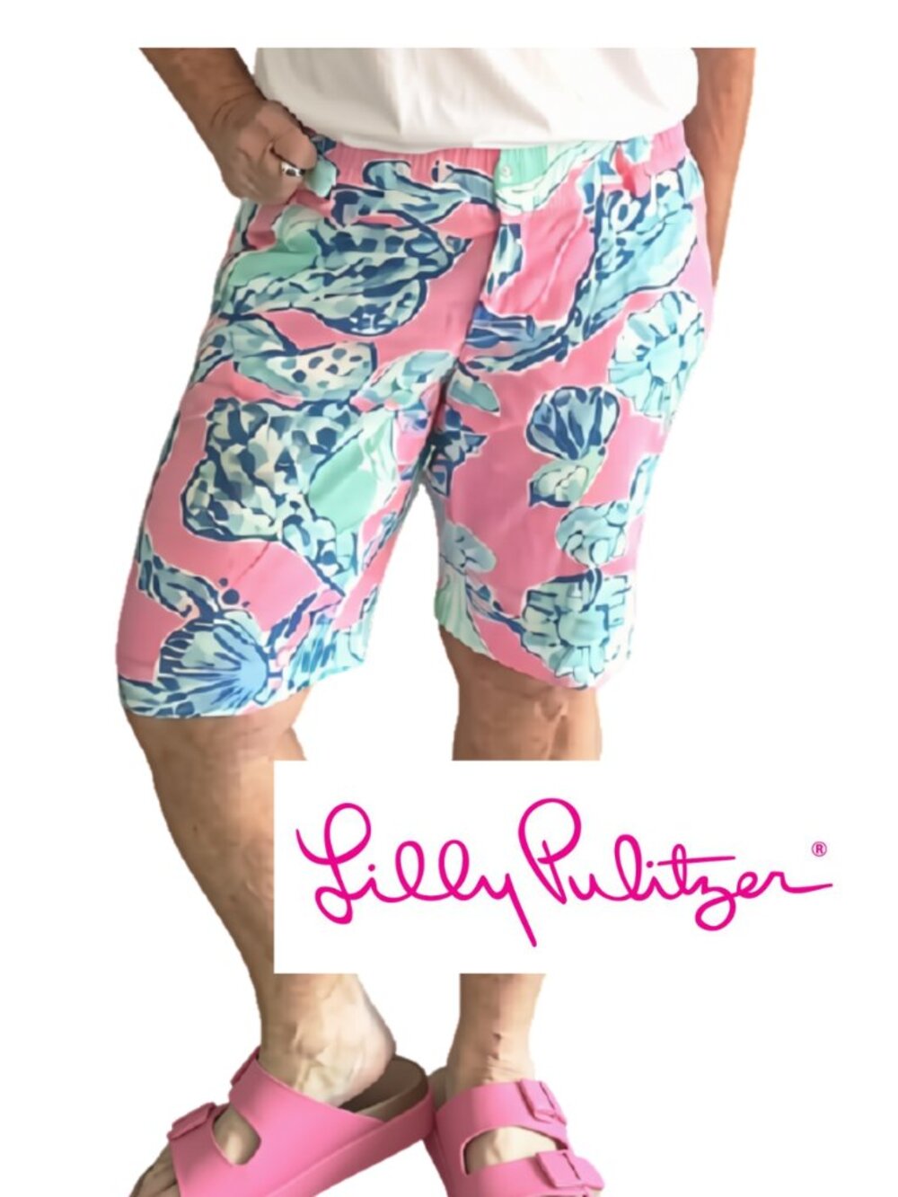 Lilly Pulitzer Barefoot Princess Chipper Shorts - Pink Pout & Blue Sz 8